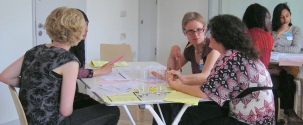 Women working at table